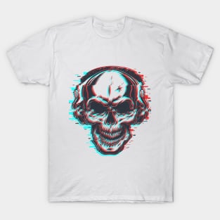 Glitch Skull with Headphones T-Shirt